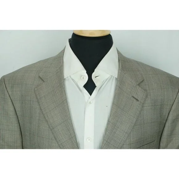 Brioni NM Nomenta Brown Plaid Silk Blend Sport Coat Jacket Sz 46R